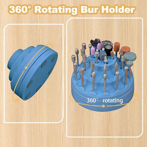 حامل رؤوس مثقاب دوار 360 درجة من DZQ للأدوات الدوارة - 31 فتحة في 3 أحجام، قاعدة غير قابلة للانزلاق، حامل منظم لملحقات مطحنة العمود المرن، قطع النقش، وأدوات صنع المجوهرات in Kuwait