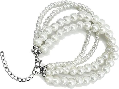 Pearl Bracelet for Women White Pearl Layered Bracelet Chunky Pearl Bracelet in Saudi Arabia