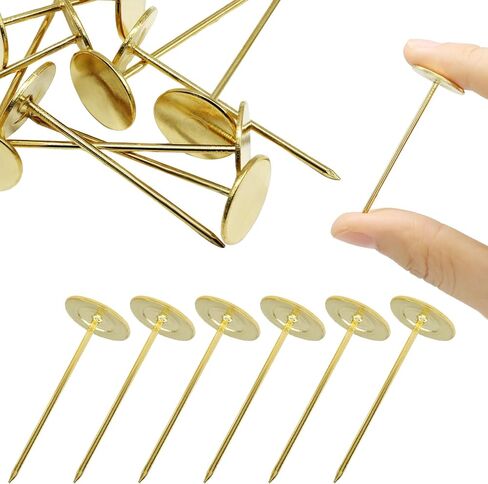 10pcs Flat Head Thumb Tacks for Wall, 19mm x 50mm Upholstery Tacks, Decorative Long Push Pins for Office Home Furniture Decor Wooden Photo, Gold in Saudi Arabia