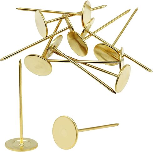 10pcs Flat Head Thumb Tacks for Wall, 19mm x 50mm Upholstery Tacks, Decorative Long Push Pins for Office Home Furniture Decor Wooden Photo, Gold in Saudi Arabia