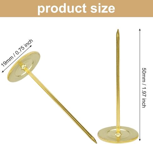 10pcs Flat Head Thumb Tacks for Wall, 19mm x 50mm Upholstery Tacks, Decorative Long Push Pins for Office Home Furniture Decor Wooden Photo, Gold in Saudi Arabia