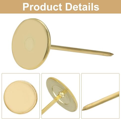 10pcs Flat Head Thumb Tacks for Wall, 19mm x 50mm Upholstery Tacks, Decorative Long Push Pins for Office Home Furniture Decor Wooden Photo, Gold in Saudi Arabia