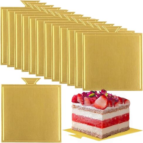 ألواح كيك صغيرة، 100 قطعة من قاعدة الكيك المصنفة غذائيًا، مجموعة من الورق المقوى الموس المربع، قاعدة كب كيك، صينية عرض الحلوى، قواعد ورقية للاستعمال مرة واحدة لكوب معجنات الكيك لحفلات الزفاف (مربع فضي) in Kuwait