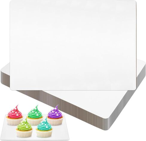 25 Pack Cake Boards Rectangle - 13.38" x 9.84" Quarter Sheet Cake Board - Disposables Greaseproof Cake Cardboard -Corrugated Single Wall Cake Pad for Desserts, Cupcakes, Pizza, Pies in Saudi Arabia