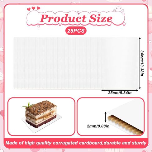 25 Pack Cake Boards Rectangle - 13.38" x 9.84" Quarter Sheet Cake Board - Disposables Greaseproof Cake Cardboard -Corrugated Single Wall Cake Pad for Desserts, Cupcakes, Pizza, Pies in Saudi Arabia