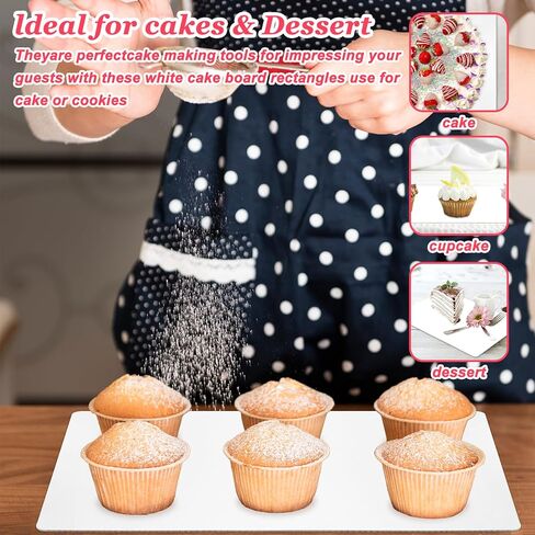 25 Pack Cake Boards Rectangle - 13.38" x 9.84" Quarter Sheet Cake Board - Disposables Greaseproof Cake Cardboard -Corrugated Single Wall Cake Pad for Desserts, Cupcakes, Pizza, Pies in Saudi Arabia