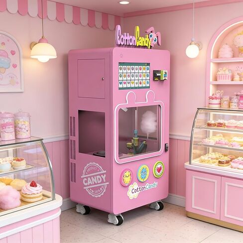Cotton Candy Machine Vending Customized Automatic Self Service Floss Sugar Maker for Parks Shopping Malls in Saudi Arabia
