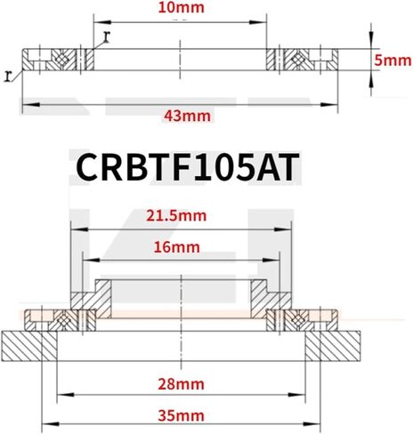محمل أسطواني متقاطع رفيع للغاية CRBTF105AT القطر الداخلي 10 مم الخارجي 43 مم الارتفاع 5 مم in Kuwait