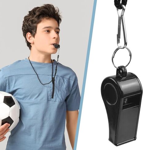 Whistle, 4 PCS Thick Plastic Sports Whistles with Lanyards, Coach Whistle, Loud Crisp Sound Whistle Great forTeachers Coaches Referees Officials and Family Emergencies(Black) in Kuwait