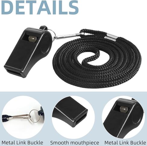 Whistle, 4 PCS Thick Plastic Sports Whistles with Lanyards, Coach Whistle, Loud Crisp Sound Whistle Great forTeachers Coaches Referees Officials and Family Emergencies(Black) in Kuwait