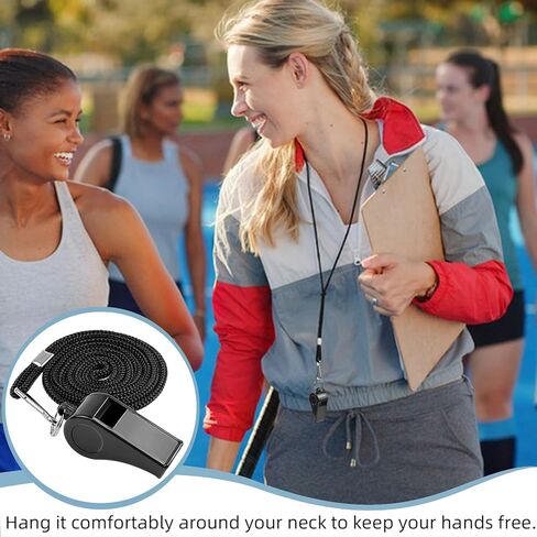 Whistle, 4 PCS Thick Plastic Sports Whistles with Lanyards, Coach Whistle, Loud Crisp Sound Whistle Great forTeachers Coaches Referees Officials and Family Emergencies(Black) in Kuwait