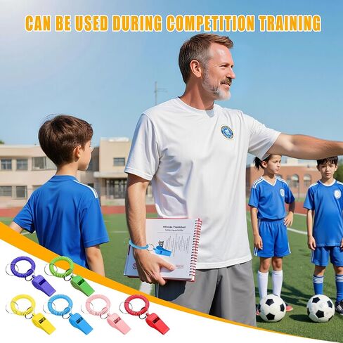 42 Pcs Sport Whistle with Bracelet, 6 Colors Loud Plastic Whistles with Stretchable Coil Wrist Keychain Ring for Coaches, Referees, Officials, Birthday Party Gift, Emergency Training（6 Colors） in Saudi Arabia