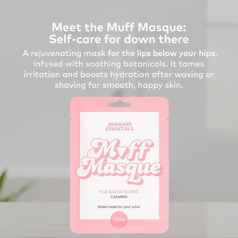 Awkward Essentials Muff Masque Moisturizing Plant-Based Vajacial Mask for Women, Hydrating Vulva Care Sheet Mask Relieves Vaginal Dryness, Itching & Hydrates Hair in Kuwait