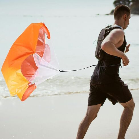 Toyvian Running Resistance Training Parachute with Silver Coating, Portable Speed Training Equipment for Explosive Power and Core Strength, Orange Training Chute for Athletics and Sprint in Saudi Arabia