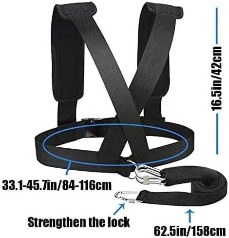 Heavy-Duty Sled Harness Tire Pulling Strap with Reinforced Lock, 1.5T Max Load Fitness Sled Trainer for Speed, Strength & Football Workout in Saudi Arabia