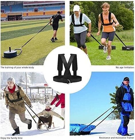 Heavy-Duty Sled Harness Tire Pulling Strap with Reinforced Lock, 1.5T Max Load Fitness Sled Trainer for Speed, Strength & Football Workout in Saudi Arabia