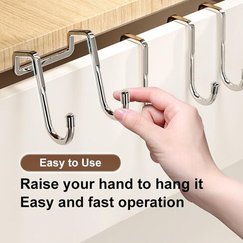 1PCS Cabinet Door Hooks, Stainless Steel Double S-Shaped Hooks Storage, Over Door Hook for Cabinet Kitchen and Bathroom Organization Tool in Saudi Arabia