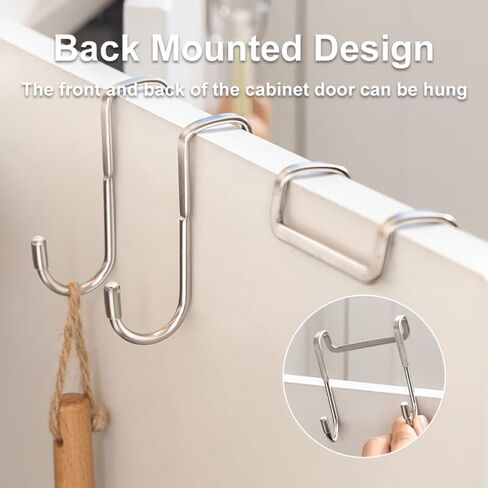 1PCS Cabinet Door Hooks, Stainless Steel Double S-Shaped Hooks Storage, Over Door Hook for Cabinet Kitchen and Bathroom Organization Tool in Saudi Arabia