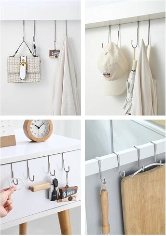 1PCS Cabinet Door Hooks, Stainless Steel Double S-Shaped Hooks Storage, Over Door Hook for Cabinet Kitchen and Bathroom Organization Tool in Saudi Arabia