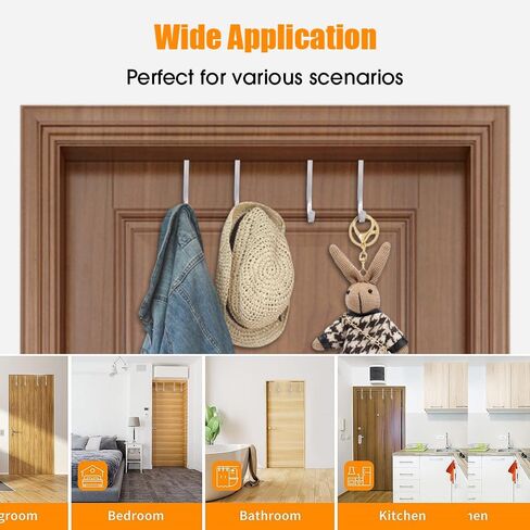 2 PCS Multi-Use Over Cabinet Hook, Silver Stainless Steel Double Hook for Drawer Cabinet, Closet, Fence, Kitchen and Bathroom in Saudi Arabia
