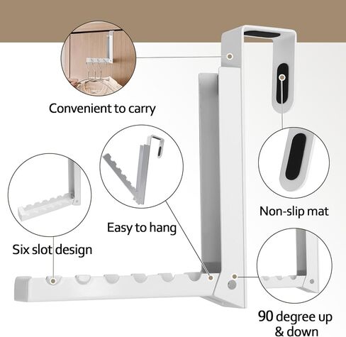 Uenhoy Foldable Over The Door Hanger Hooks for Clothes, Collapsible Folding Over The Door Drying Rack for Laundry Dorm Bedroom, Portable Clothing Coat Rack Overdoor Hanger, White in Saudi Arabia