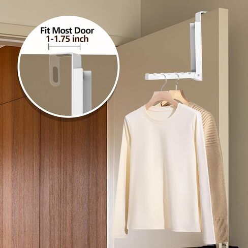 Uenhoy Foldable Over The Door Hanger Hooks for Clothes, Collapsible Folding Over The Door Drying Rack for Laundry Dorm Bedroom, Portable Clothing Coat Rack Overdoor Hanger, White in Saudi Arabia