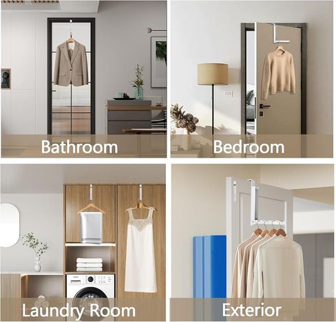 Uenhoy Foldable Over The Door Hanger Hooks for Clothes, Collapsible Folding Over The Door Drying Rack for Laundry Dorm Bedroom, Portable Clothing Coat Rack Overdoor Hanger, White in Saudi Arabia