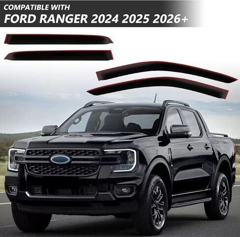 Tape-On Rain Guards for Ford Ranger 2024 2025, Side Window Deflectors Window Visor Rain Guards Vent Guard Shade Deflectors Compatible with Ford Ranger Accessories 2024 2025 in Kuwait