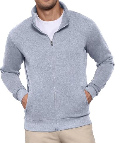 Men's Full Zip Sweatshirt No Hood Hoodies Casual Cardigan Lightweight Cotton Hoody in Saudi Arabia