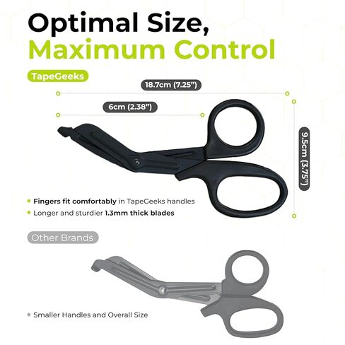مقص طبي TapeGeeks للممرضات والأطباء البيطريين - ضمادة أمان ومقصات الصدمات للممرضات والأطباء البيطريين، أداة الإسعافات الأولية EMS/EMT - 7.5 بوصة عالية الجودة مطلية بالفلورايد بشفرات غير لاصقة in Kuwait