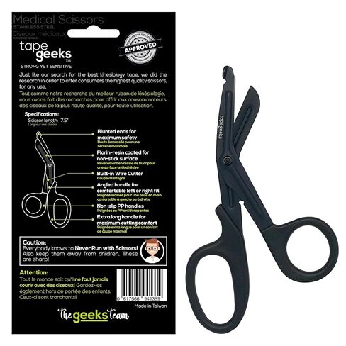 مقص طبي TapeGeeks للممرضات والأطباء البيطريين - ضمادة أمان ومقصات الصدمات للممرضات والأطباء البيطريين، أداة الإسعافات الأولية EMS/EMT - 7.5 بوصة عالية الجودة مطلية بالفلورايد بشفرات غير لاصقة in Kuwait
