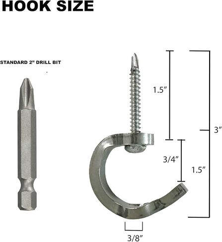 Drill Hook™ Self-Tapping Power-Driven Hook Screw, 2-Pack – Installs with Drill or Impact Driver for Fast Garage, Shop & Home Organization in Kuwait