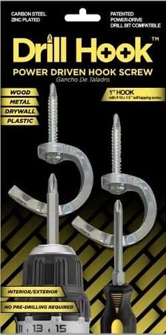 Drill Hook™ Self-Tapping Power-Driven Hook Screw, 2-Pack – Installs with Drill or Impact Driver for Fast Garage, Shop & Home Organization in Kuwait