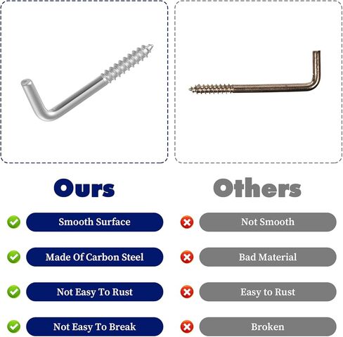 40Pcs Screw-in Hooks, Right-Angle L Shaped Hooks, 7 Shape Right Angle Screw Hook for Home Office Workplace (Silver) in Kuwait