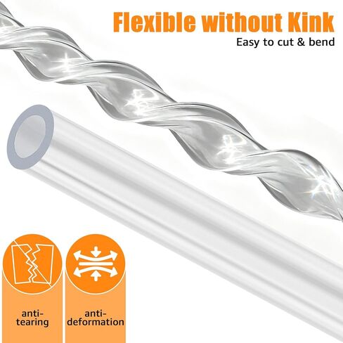 1/4"ID X 3/8"OD PVC Tubing, 25FT Clear Vinyl Hose Flexible Food-Grade Line Low-Pressure Systems in Saudi Arabia