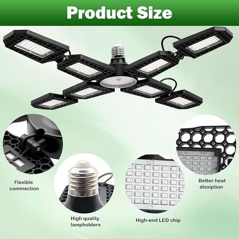 أجنحة قابلة للطي تنمو الضوء للنباتات الداخلية، 6000 كيلو ضوء نمو النبات كامل الطيف مع LED أحمر أزرق، أضواء تنمو للنباتات الداخلية، ارتفاع 80 وات مع عدسة بصرية، قاعدة E26/E27 in Kuwait