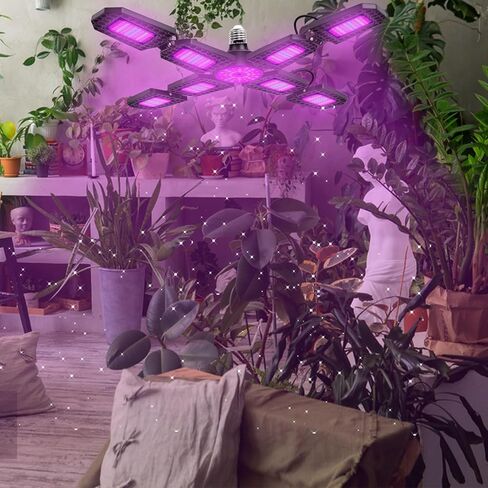 أجنحة قابلة للطي تنمو الضوء للنباتات الداخلية، 6000 كيلو ضوء نمو النبات كامل الطيف مع LED أحمر أزرق، أضواء تنمو للنباتات الداخلية، ارتفاع 80 وات مع عدسة بصرية، قاعدة E26/E27 in Kuwait