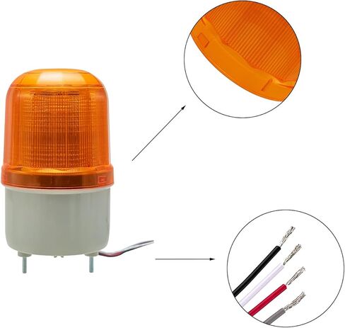 Industrial LED Rotating Strobe Beacon Warning Lights, Electrical Revolving Signal Lights for Emergency, 110/220v AC -24C DC (Yellow, N5101 (No Buzzer)) in Saudi Arabia