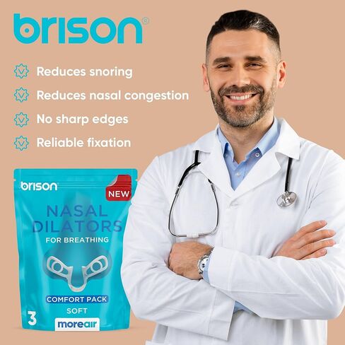 Brison Nasal Dilators for Breathing and Sleeping - 3 Pack Anti Snoring Nose Vents Opener for Better Breathing Sleep ing and Activity Improves Airflow - Soft in Kuwait