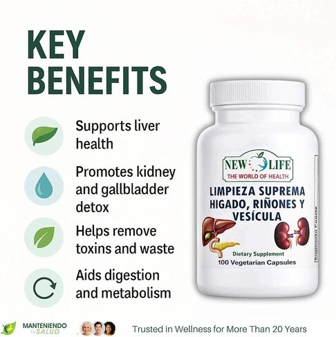New Life Limpieza Suprema Hígado Riñones y Vesicula, Healthy Liver Supplement, Dandelion Root, Milk Thistle Extract, 100 Capsules in Saudi Arabia