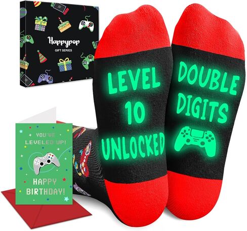 HAPPYPOP 7-12 Year Old Birthday Socks - Gifts for 7-12 Year Old Preteen Boys Girls in Gift Box with Greeting Card in Kuwait