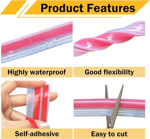 10 Feet Shower Door Side Seal Strip for 3/8" (10mm) Glass, Frameless Shower Door Side Silicone Seal Strip for Bathroom Showers Water Guard Sweep Barrier in Kuwait