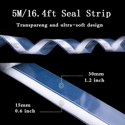 Window Sealing Strip,Self Adhesive Weather Stripping,5M/16ft Weather Stripping,Door Seal Strip for Gaps of House, Glass Shower, Window and Door, Weatherproof Soundproof in Saudi Arabia