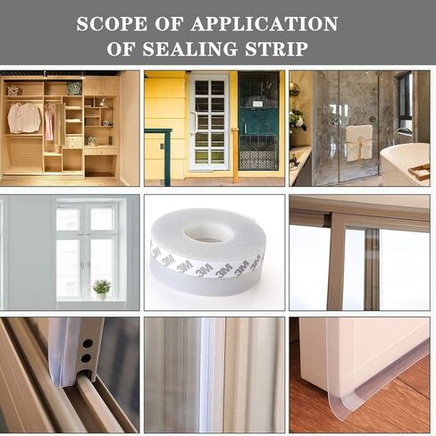 Window Sealing Strip,Self Adhesive Weather Stripping,5M/16ft Weather Stripping,Door Seal Strip for Gaps of House, Glass Shower, Window and Door, Weatherproof Soundproof in Saudi Arabia