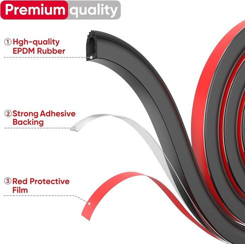 UIOCSSC EPDM المطاط على شكل حرف D تجريد الطقس 26FT RV ختم الباب مع لاصق ذاتي قوي، مقطورة وختم سرير الشاحنة، غطاء تونيو، حشية فتحة القوارب البحرية، العرض: 0.59 بوصة؛ الارتفاع: 0.61 بوصة in Kuwait