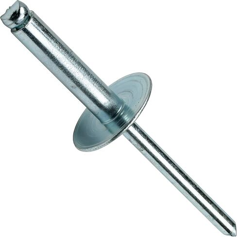 Fastenere Large Flange Pop Rivets - 3/16" x 1/2" (50 pcs) Heavy Duty, Open End, Steel Zinc, Corrosion-Resistant, High Tensile & Shear Strength, 6-8 Gap .376" - .500" in Saudi Arabia