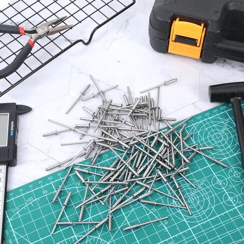 100Pcs Stainless Steel Rivets Pop Rivets 1/8 x 1/2 inch Assorted Blind Stainless Rivet Assortment Kit for DIY Home Automotive Repairs Furniture in Saudi Arabia