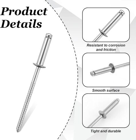100Pcs Stainless Steel Rivets Pop Rivets 1/8 x 1/2 inch Assorted Blind Stainless Rivet Assortment Kit for DIY Home Automotive Repairs Furniture in Saudi Arabia