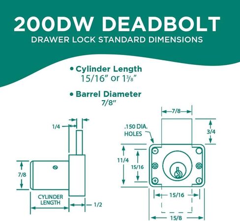 قفل أوليمبوس 200DW قفل ديدبولت | قفل مفتاح كروم 1-3/8 بوصة US26D | NATL KA101 قفل درج قابل لإعادة التشغيل بسهولة، مرتبط على حد سواء | أقفال درج من الدرجة الأولى | قفل ديدبولت عمودي | قفل باب للأدراج in Saudi Arabia