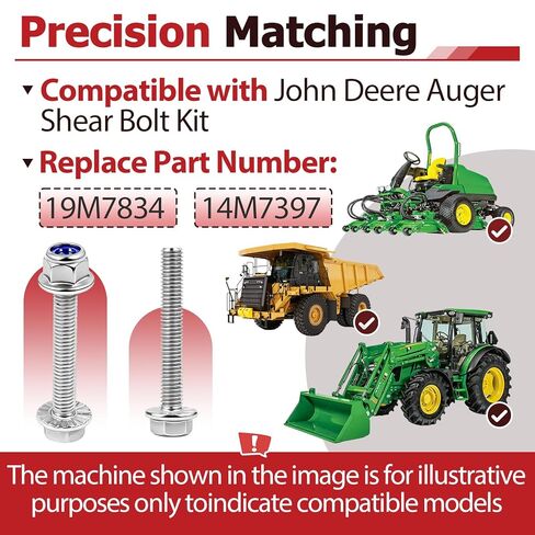 30 Pcs 19M7834 14M7397 Shear Bolt and Lock Nut Kit Compatible with John Deere, Stainless Steel Lawn Mower Shear Pins Set, Sturdy and Durable in Kuwait